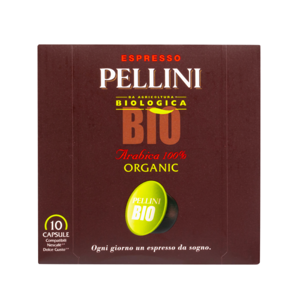 Compatible capsules - PELLINI BIO, 100% organic Arabica Coffee in Nescafé® Dolce Gusto® compatible capsules*