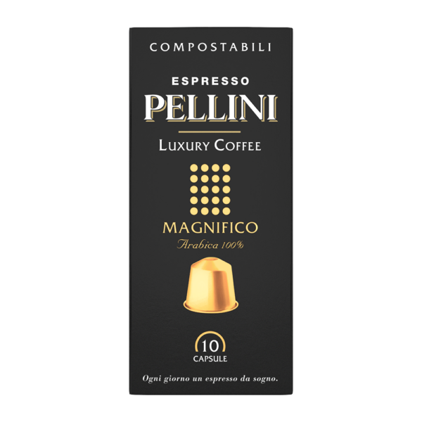 Compatible capsules - PELLINI LUXURY MAGNIFICO 100% Arabica coffee in Nespresso® compatible* Self-protected Compostable capsules