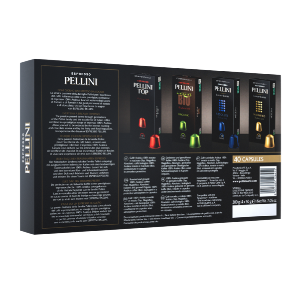 Compatible capsules - PELLINI MULTI-FLAVOUR MIX 100% Arabica coffee in Nespresso<sup>®</sup> compatible<sup>*</sup> Self-protected Compostable capsules - 3