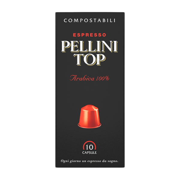 Compatible capsules - PELLINI TOP 100% Arabica coffee in Nespresso® compatible* Self-protected Compostable capsules
