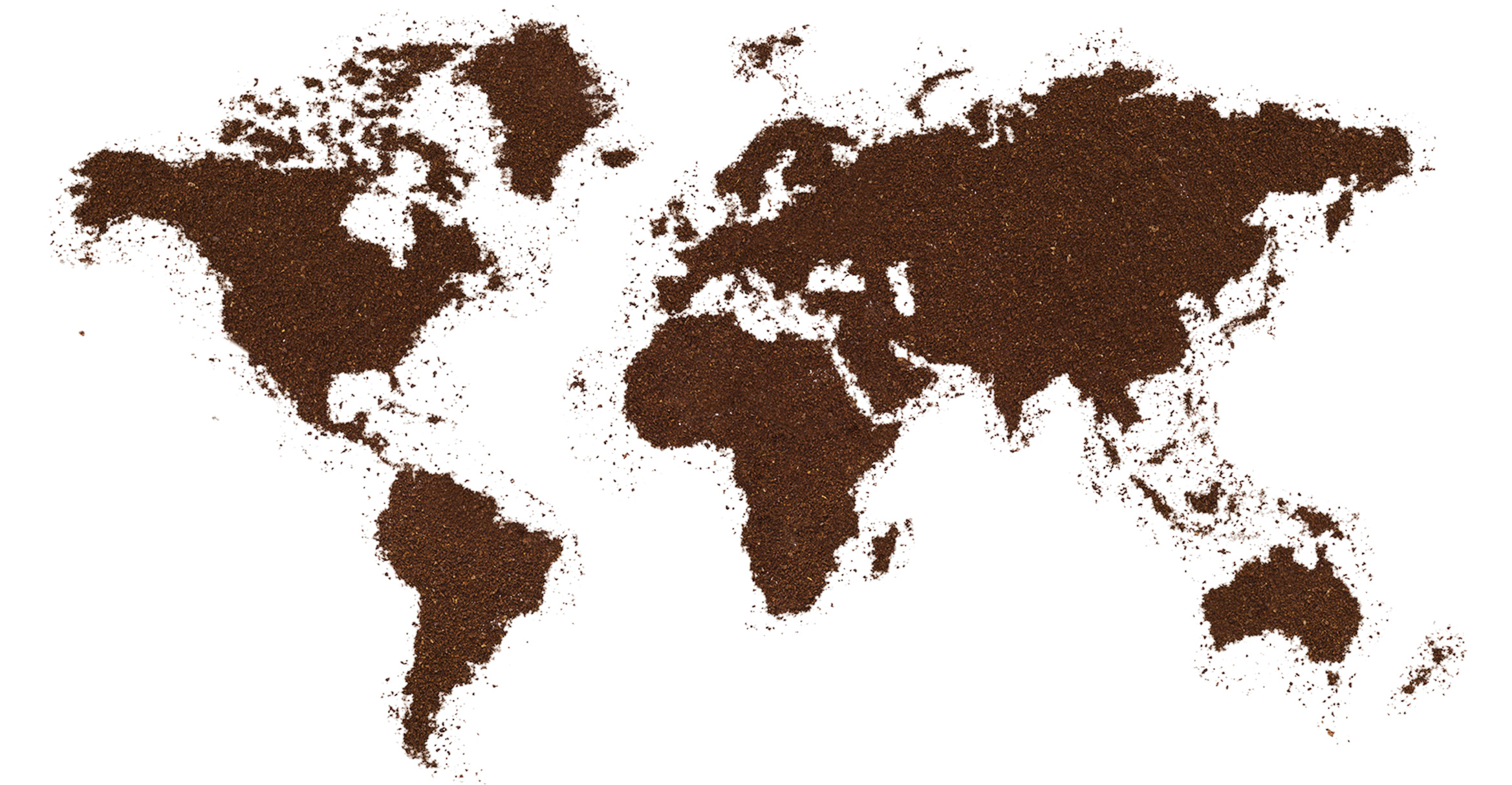 Mappa del mondo fatta di caffè