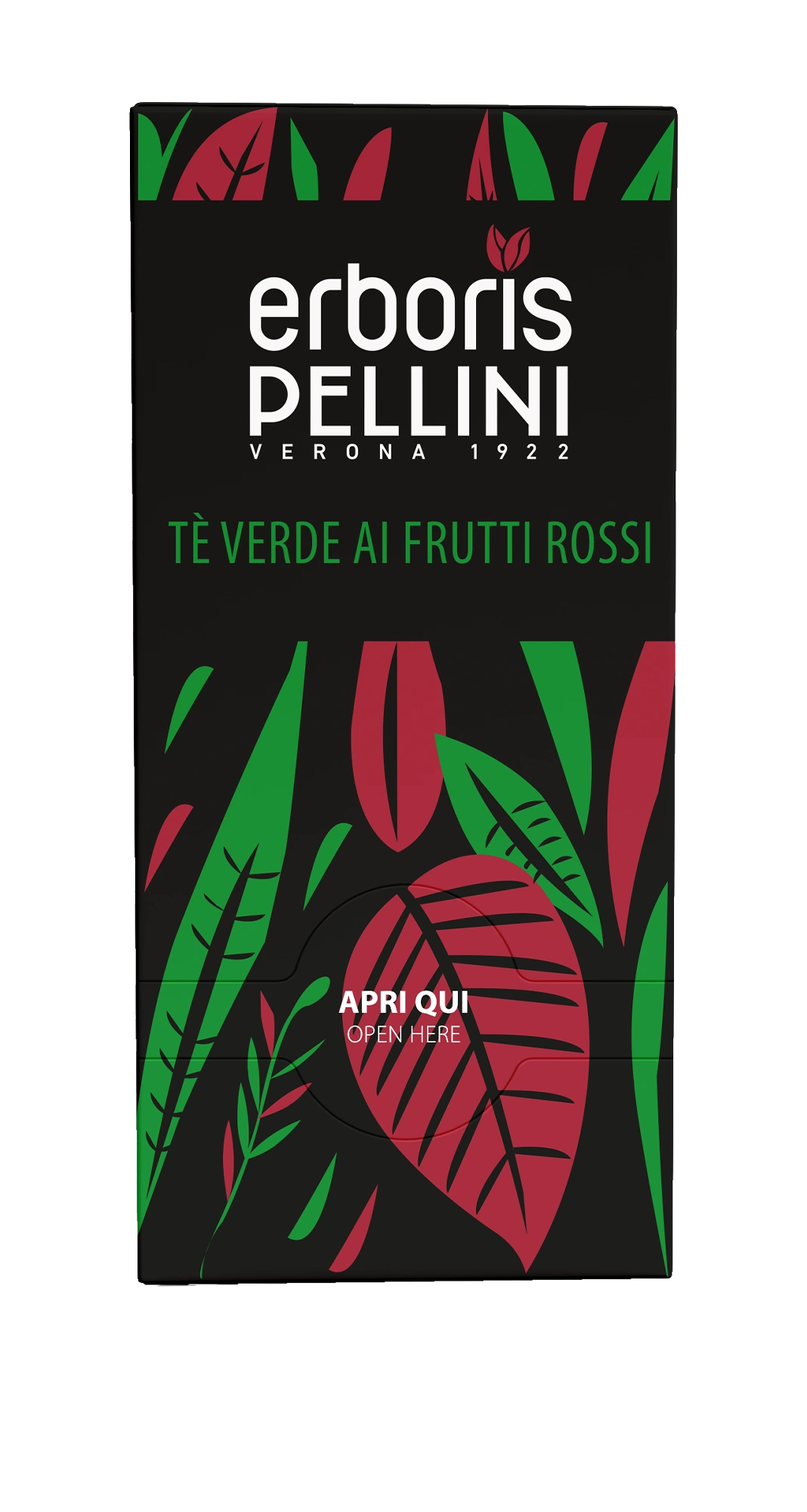Pellini Erboris tè verde ai frutti rossi, confezione da 20 bustine