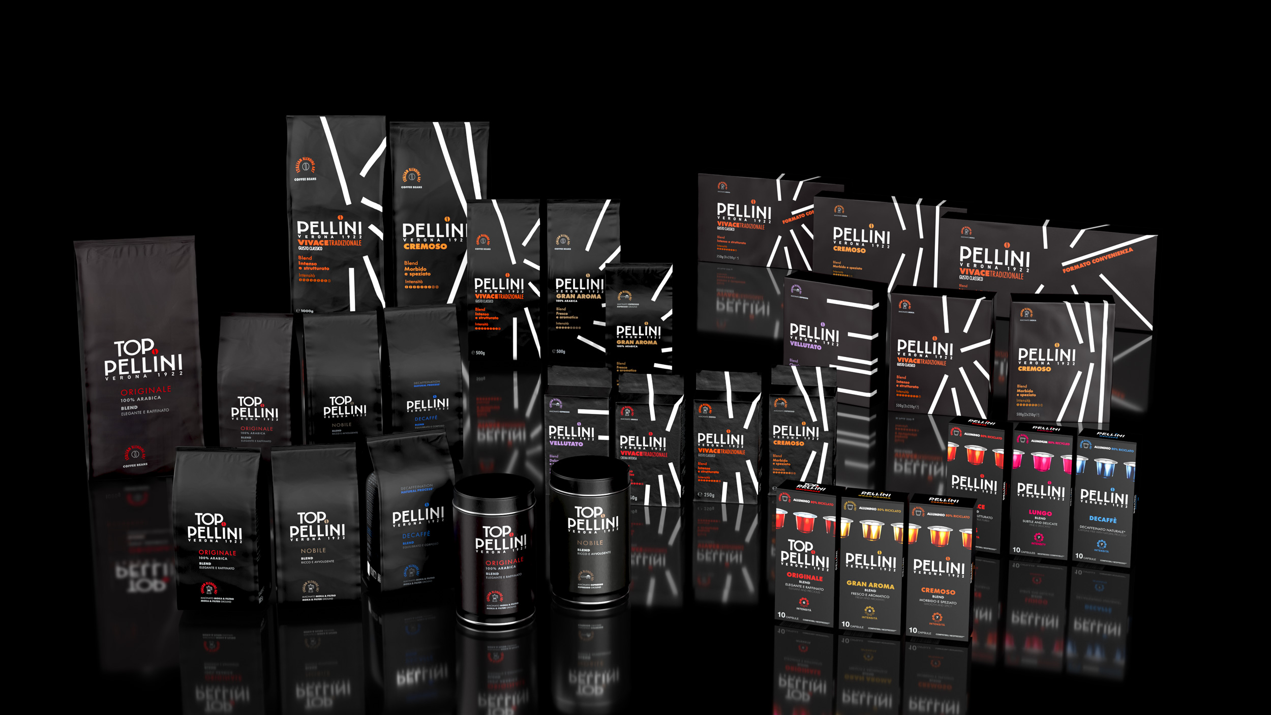 Tutti i prodotti casa Gamma completa di caffè Pellini per la casa, nei formati in grani, macinato moka, espresso e capsule