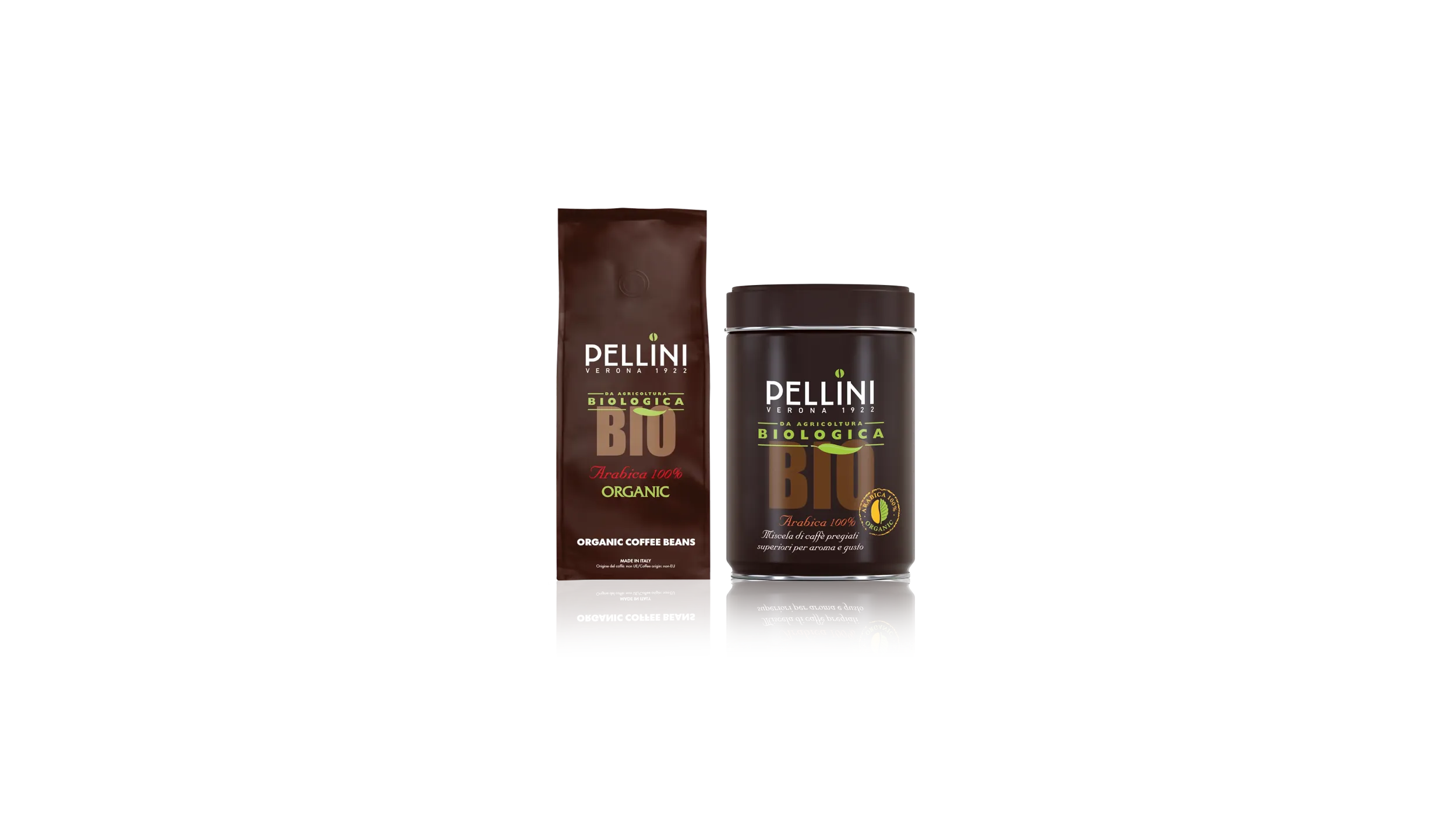 Miscela Bio Confezioni di caffè Pellini miscela Bio, nei formati in grani e macinato moka