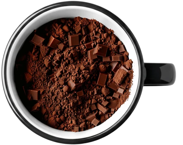 Tazza con polvere di cacao